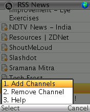 Click Add Channels_Get RSS feed reader and Google Reader for ordinary phone using Facebook mobile app