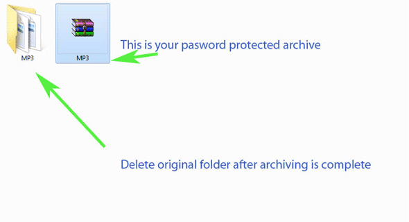 Delete the Original Folder and Keep the Password Protected WinRAR Archive