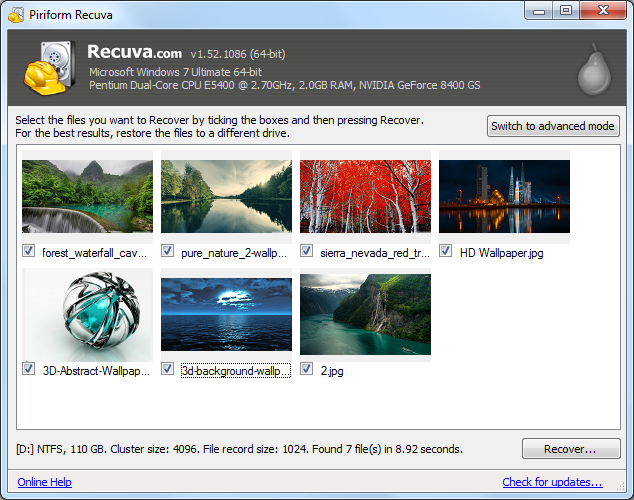 Files that can be recovered