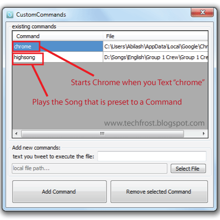 Add Custom commands in TweetMyPC to control PC using SMS