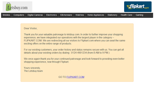 Flipkart Shuts down Letsbuy.com after acquiring it for an estimated US$ 25 million  - A Screenshot of Letsbuy.com homepage