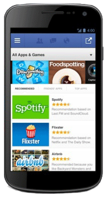 Facebook App center on Mobile