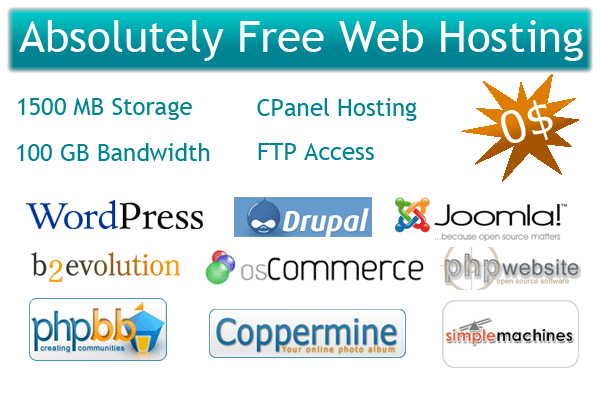 Absolutely free web hosting with cpanel and FTP at 000webhost