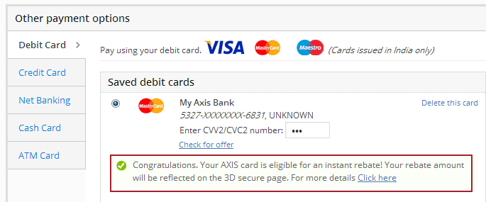 Congratulations!, Your Axis Bank Card is Eligible 