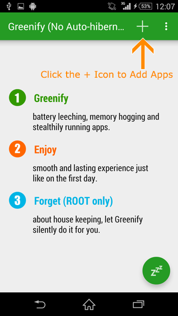 Add Apps to Hibernate in Greenify