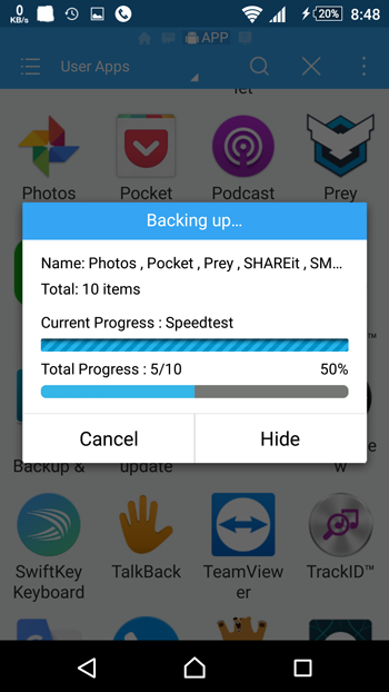 Android APK Files Backup Progress