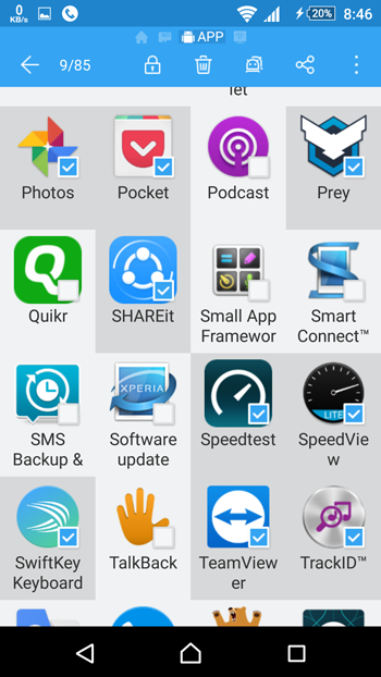 Check apps to backup