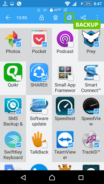 Click APK App Backup Icon in ES File Explorer