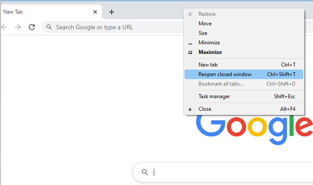 Reopen Closed Tabs in Google Chrome Using Right Click Menu